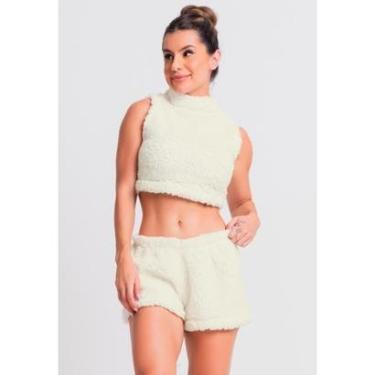 Imagem de Pijama Flanelado Cropped e Short Teddy Peluciado Felpudo Mvb Modas-Feminino