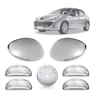 Imagem de Kit Aplique Cromado Maçaneta Retrovisor e tampa de combustivel Completo Peugeot 207 206