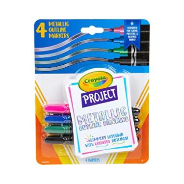 Imagem de Crayola Metallic Outline Markers, Assorted Colors, Art Supplies, 4 Count