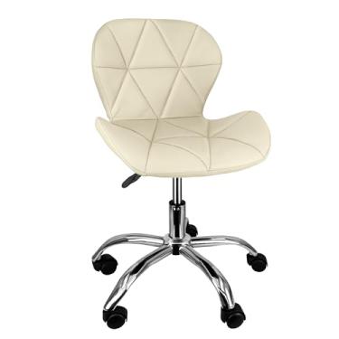 Imagem de Cadeira Slim Office Estofada Base Giratória Cromada Nude - Lianto Decor