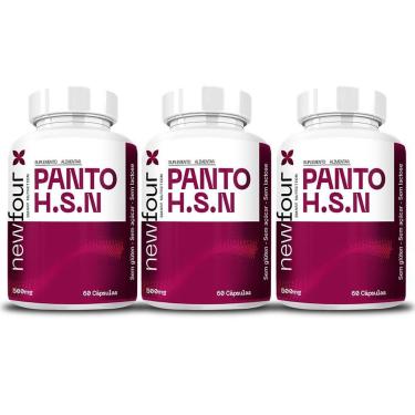 Imagem de Kit 3x Panto HSN Biotina Zinco Selênio Vitaminas E B1 B5  + Levedo 60 Caps 500mg-Unissex