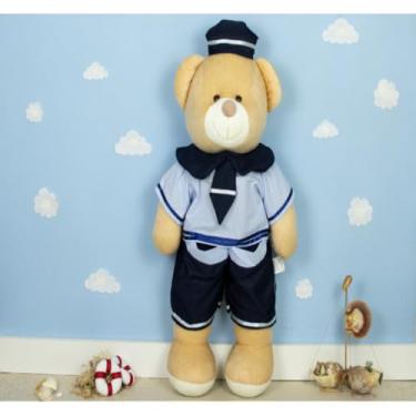 Imagem de URSO DE PELUCIA MARINHEIRO PORTA FRALDAS 65 CM - DECORAÇÃO QUARTO DO BEBE (AZUL CLARO)