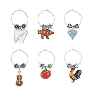 Imagem de Wine Things, 6 peças, pingentes de vinho/marcadores de bebida para taças de vinho, festa de degustação de vinhos (estado), Metal, Sem pedras preciosas