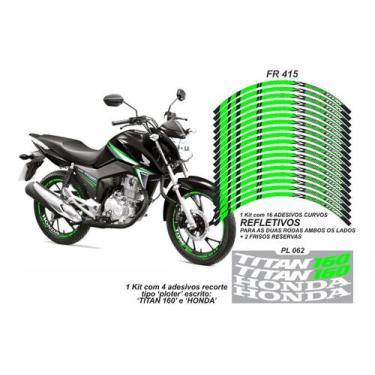 Imagem de Adesivo Cg160 Titan Verde Kit Refletivo + Kit Ploter - Resitank
