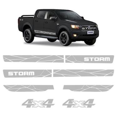 Imagem de Faixas Ranger Storm 2020/ + 4x4 Adesivo Lateral e Capô Cinza - SPORTIN