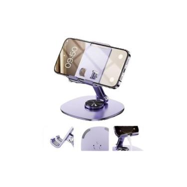 Imagem de Suporte de celular de mesa alumínio com base giratória 360 - raffs