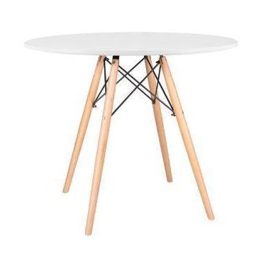 Imagem de Mesa De Jantar Redonda Eames Eiffel Wood Tampo 90cm Branco - House Des