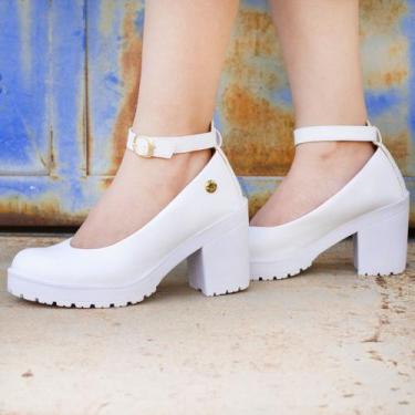 Imagem de Sapato Boneca Scarpin Salto Tratorado Tira Tornozelo Fivela Original G