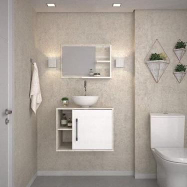 Imagem de Conjunto para Banheiro Gabinete com Cuba Redonda R30 e Espelheira Laur