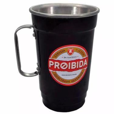Imagem de Caneca Em Alumínio Térmica De Chopp Preta Cerveja Proibida - Retrofenn