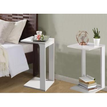 Imagem de Porta Revistas 2 Mesas Canto 2 Mesa Namur Branco 65cm Altura - Colomi