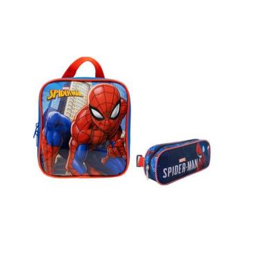Imagem de Kit Escolar Spider Man Homem Aranha Lancheira + Estojo - Xeryus