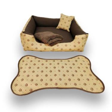Imagem de cama pra cachorro ou gato kit pets médios até 12kg caminha média +tape