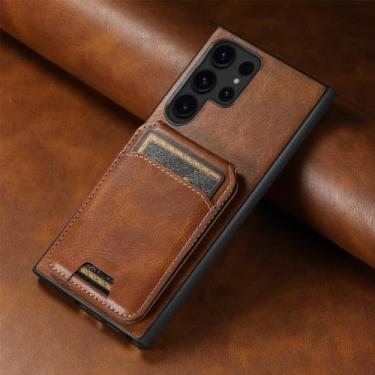 Imagem de Suporte de couro para cartão, capa de telefone para Samsung S23 S22 S24 Ultra Plus S23FE Note 20 Ultra A 14 54 34 24 A3 A53, marrom, para Note20