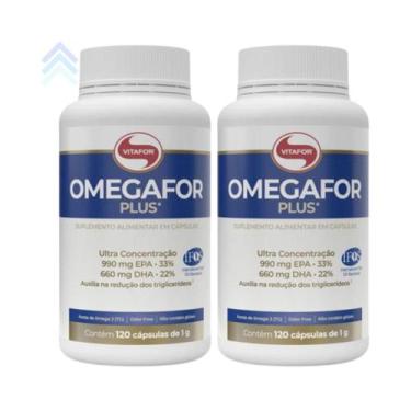 Imagem de kit 2x Omegafor Plus 1000mg Vitafor 120 Caps Omega 3 Ultra Concentraçã