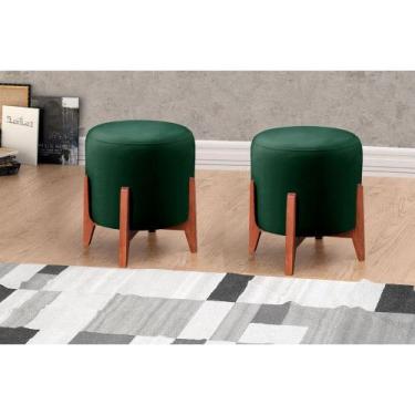 Imagem de Puff Banqueta Thor Luxo em Madeira Maciça Castellar Móbile, Verde