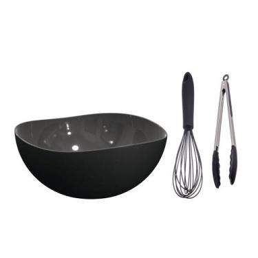 Imagem de Tigela Bowl com Batedor De Claras e Pegador de Salada Preto - WECK