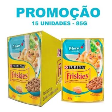 Imagem de Kit 15 Sachê Friskies Gatos Adultos Atum Ao Molho 85g