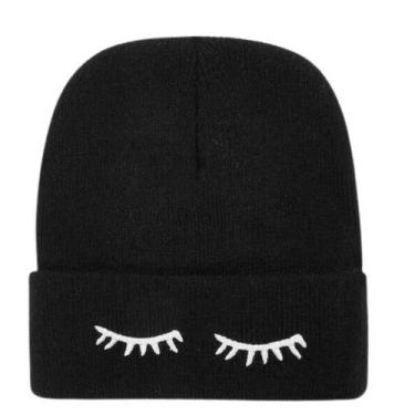 Imagem de Touca Gorro Lã Bordado Cílios Blogueira Tumblr Moda Inverno - Boutique