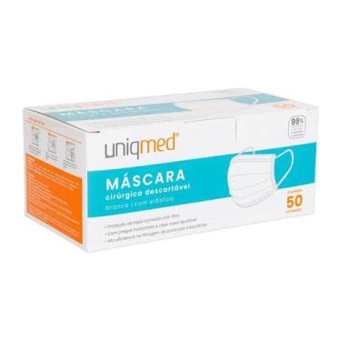 Imagem de Mascara Tnt Uniqmed Elástico Tripla Clipe Nasal Ajustável Caixa 50un -