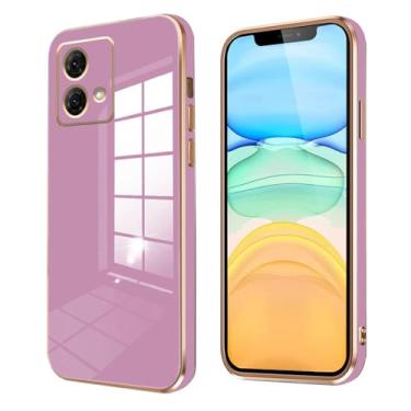 Imagem de Compatível com Moto G84 capa de silicone rosa, capa para celular Motorola Moto G84 à prova de choque fina e macia (roxa)
