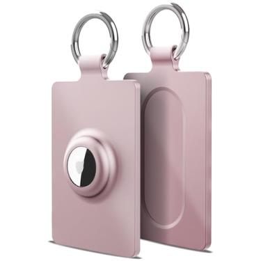 Imagem de Pacote com 2 porta-cartões para AirTag e Tesla Key Card compatível com Tesla Model 3 Y S X Key Cards Acessórios Capa protetora de silicone macio resistente a arranhões fácil de instalar (2 rosa)