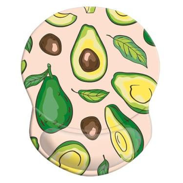 Imagem de Mouse pad ergonômico com suporte de pulso, almofada de descanso de pulso confortável para alívio da dor com base de poliuretano antiderrapante para jogos, casa, escritório e viagens (abacate)