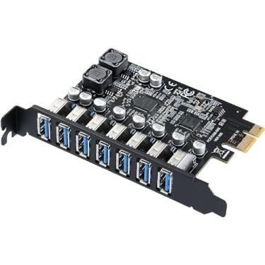 Imagem de YABOANG Cartão USB Pci 7 portas USB 3.0 PCI Express cartão de expansão para Windows 11/10/8/7/Vista/XP, conecta 7 dispositivos cartão PCIe conector USB 3.2 (USB 3.1) Gen1 cartão hub interno