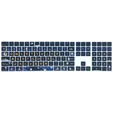 Imagem de WSLUCKO Capa de silicone para teclado Apple iMac Magic Keyboard 2017/2018 com teclado numérico (modelo: MQ052LL/A A1843), layout dos EUA, Space Man