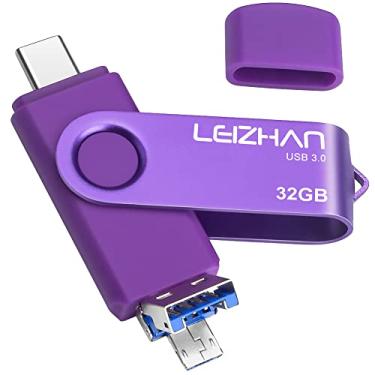 Imagem de Leizhan Pen Drive 32 GB 3 em 1 Tipo-C/Micro/USB 3.0 OTG Flash Drive de alta velocidade, pen drive compatível com Samsung Galaxy, Hua Wei, LG, Google Pixel, mais smartphones Android, tablet, PC