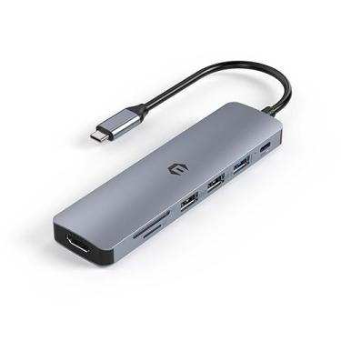 Imagem de TOTU Hub USB C, adaptador USB C 7 em 1, adaptador multiportas USB C Dock com 4K HDMI, 100W PD, USB A 3.0, 2 USB A 2.0, slot para cartão SD/TF para MacBook Pro/Air e laptops tipo C
