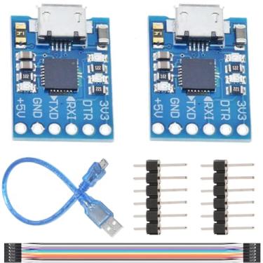 Imagem de DKARDU 2 Pçs CP2102 Micro USB para TTL/Módulo Serial Conversor de 6 pinos Conversor STC Downloader com cabos Dupont macho e fêmea Micro para USB Linha de dados para Arduino