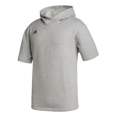 Imagem de adidas Icon Moletom masculino de manga curta com capuz de beisebol GG médio cinza mesclado