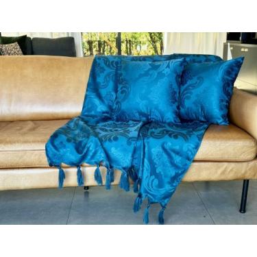 Imagem de Manta Xale Para Sofá 1,80 X 1,40 Tecido Jacquard com Franja - Decorame