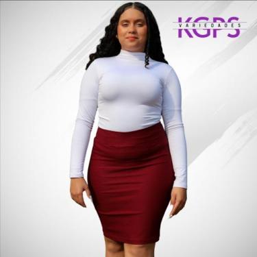 Imagem de Saia Lápis Mídy Basica Elegante Tecido Bengaline Plus Size - Vinho Mar