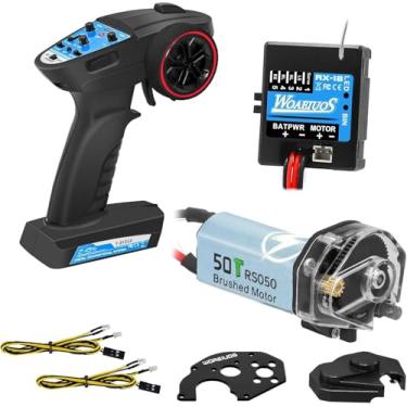 Imagem de WOAEIUOS 2 in 1 ESC & Receiver 3CH 2.4G RC Transmitter Remote Controller with 050 50T Brushed Motor Transmission Gearbox Combo (Combo 1 & 050 50T Motor Black)
