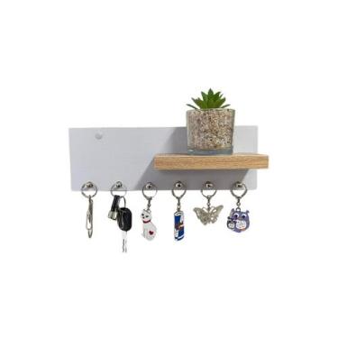 Imagem de Porta Chave de Parede MDF Organizador Com Suporte Para Carteira e Ocul