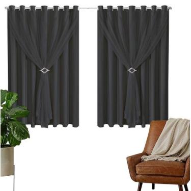 Imagem de Cortina Blackout PVC 2,00m X 1,80m Com Voil Preto - Ibitinga Decora