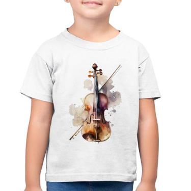 Imagem de Camiseta Algodão Infantil Violino - Foca na Moda, Branco, 6
