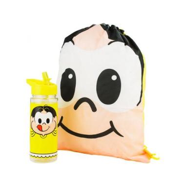 Imagem de Garrafa Plástico 450ml Com Mochila Tipo Saco Magali Turma Da Mônica - 
