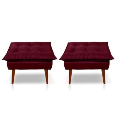 Imagem de Kit 2 Puff Decorativo Opala Pés Palito - Casa da Poltrona, Púrpura
