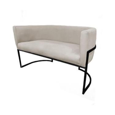 Imagem de Namoradeira Luana Base Metálica Preta Suede Bege - Belliv Decor