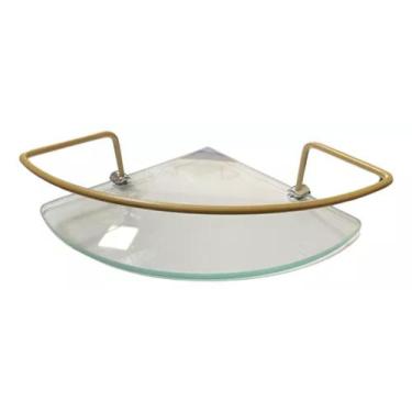 Imagem de Suporte Porta Shampoo Prateleira Banheiro Canto Vidro Dourado - HC MET