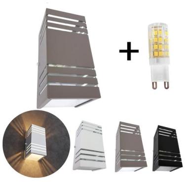 Imagem de Arandela 6 Frisos 10x10x20cm G9 Com Lâmpada Interna Externa Muro Pared