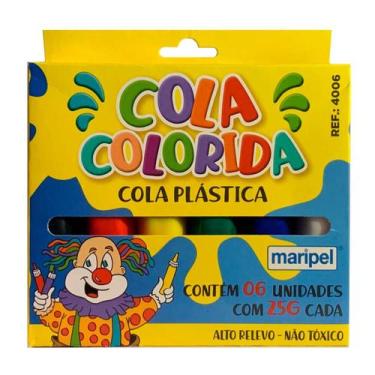 Imagem de Cola Colorida Plástica Escolar c/ 6 unidades 25g Maripel