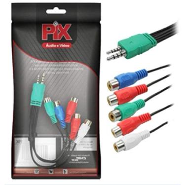 Imagem de Cabo Adaptador AUDIO/VIDEO P1/P2 para 5RCA Femea Estereo 20CM TV LED Samsung