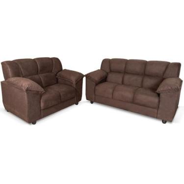Imagem de Conjunto De Sofá 2 E 3 Lugares Hellen Aguaia Velut Cafe - HELLEN ESTOF