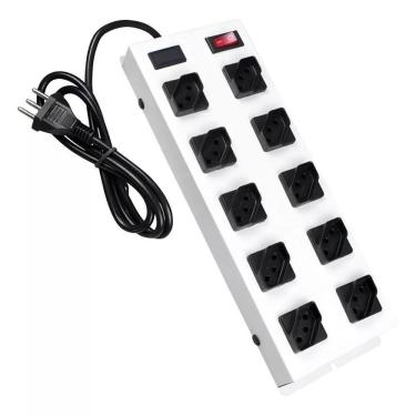 Imagem de Filtro Extensão Régua Metálico 10 Tomadas Cabo 1 Metro KITEC