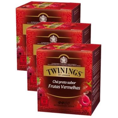 Imagem de kit 3 TWININGS OF LONDON CHÁ PRETO COM FRUTAS VERMELHAS 20G