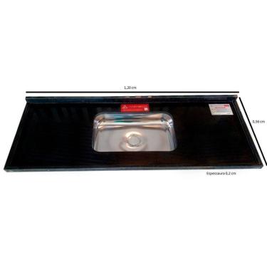 Imagem de Pia de Cozinha Granito  120 cm São Gabriel Standard Cuba Simples L.A. Pias e Granitos Preto São Gabriel
